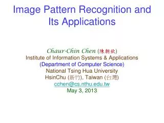 Image Pattern Recognition and Its Applications