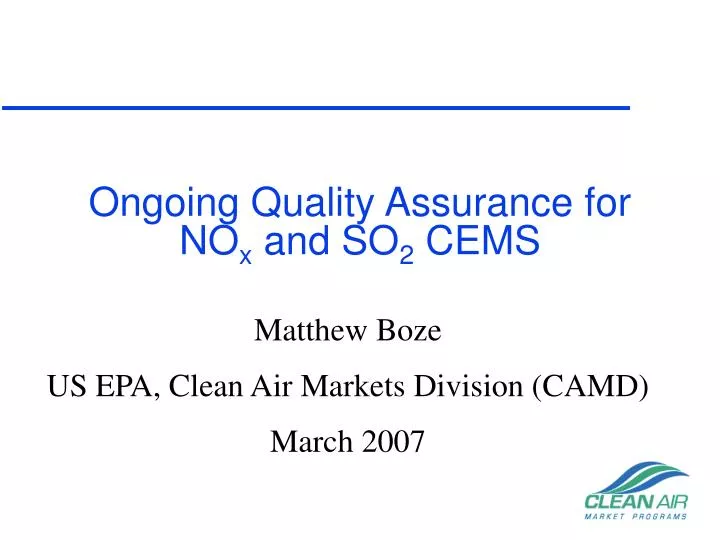 ongoing quality assurance for no x and so 2 cems