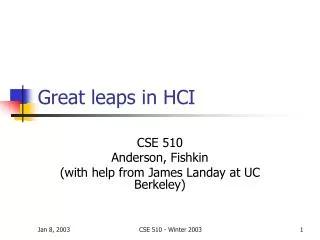 Great leaps in HCI
