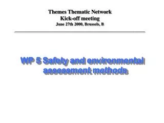 WP 5 Safety and environmental assessment methods