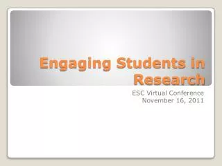 Engaging Students in Research