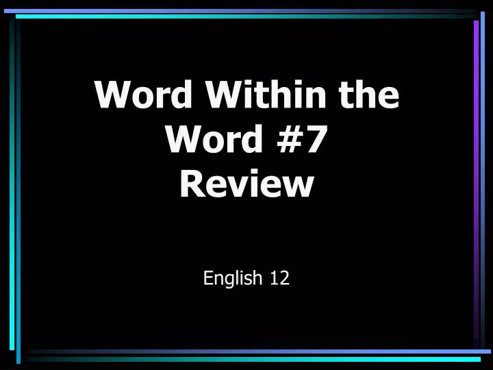 word within the word 7 review