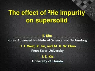 The effect of 3 He impurity on supersolid
