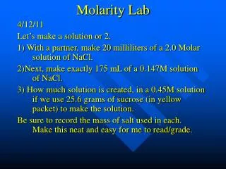 Molarity Lab