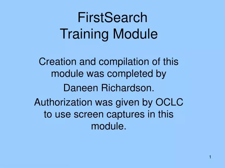 firstsearch training module