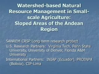 SANREM CRSP Long-term research project