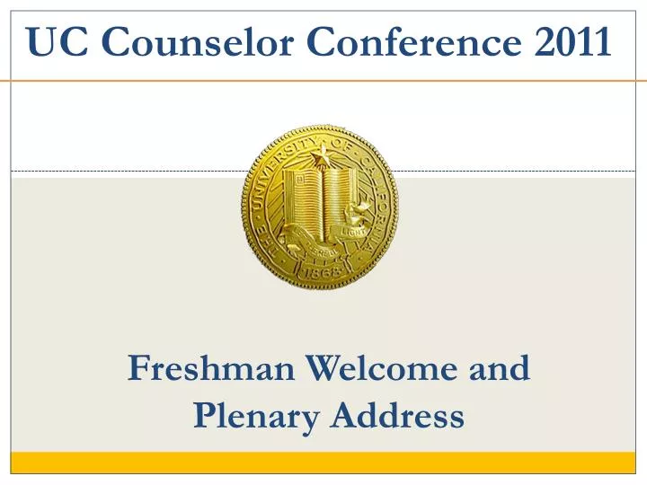 freshman welcome and plenary address