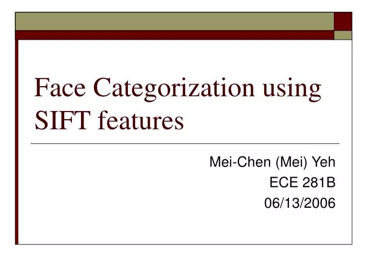face categorization using sift features