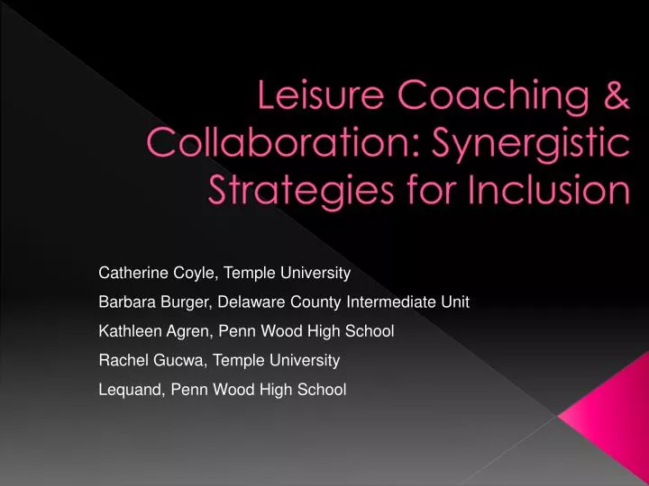 leisure coaching collaboration synergistic strategies for inclusion