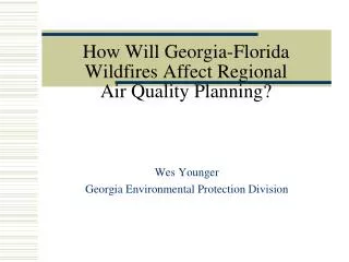 How Will Georgia-Florida Wildfires Affect Regional Air Quality Planning?