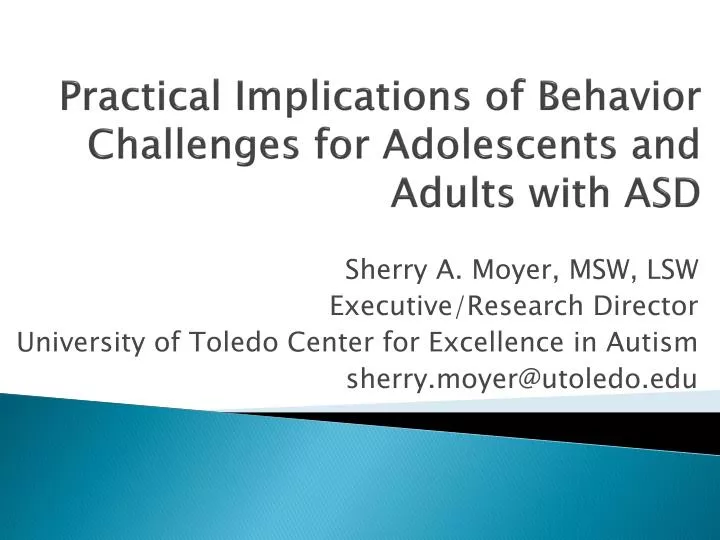 practical implications of behavior challenges for adolescents and adults with asd