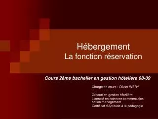 h bergement la fonction r servation