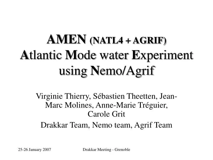 amen natl4 agrif a tlantic m ode water e xperiment using n emo agrif
