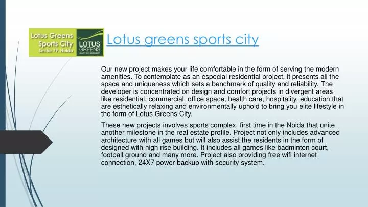 lotus greens sports city