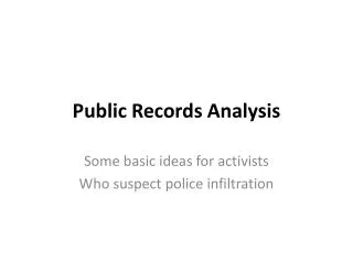 Public Records Analysis