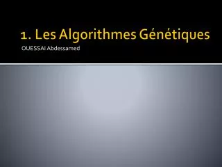 1 les algorithmes g n tiques