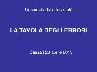 la tavola degli errori