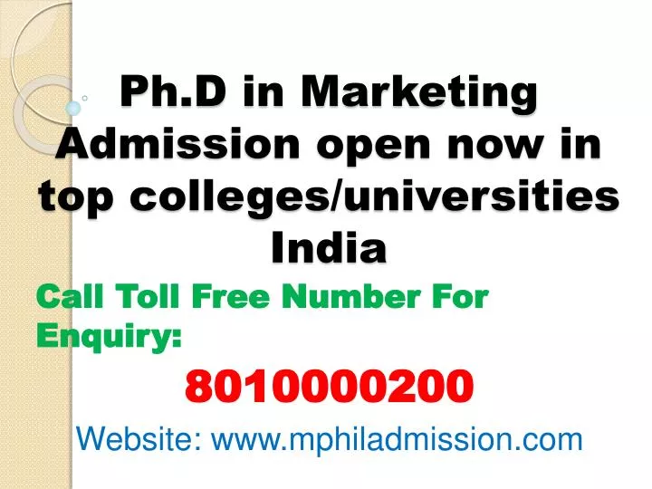 ph d in marketing admission open now in top colleges universities india
