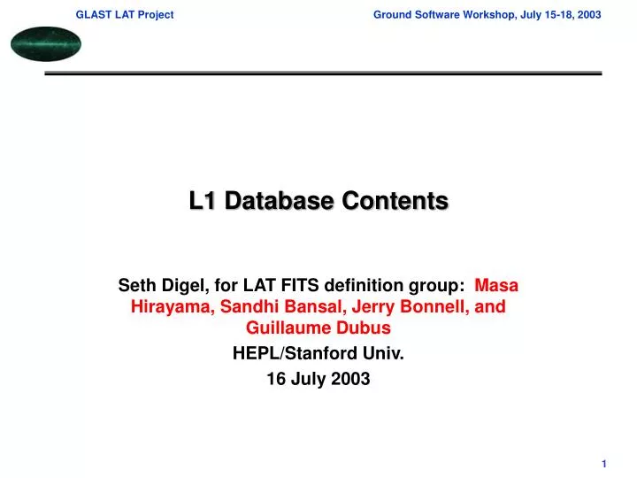 l1 database contents