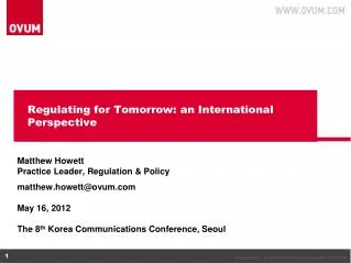 Regulating for Tomorrow: an International Perspective