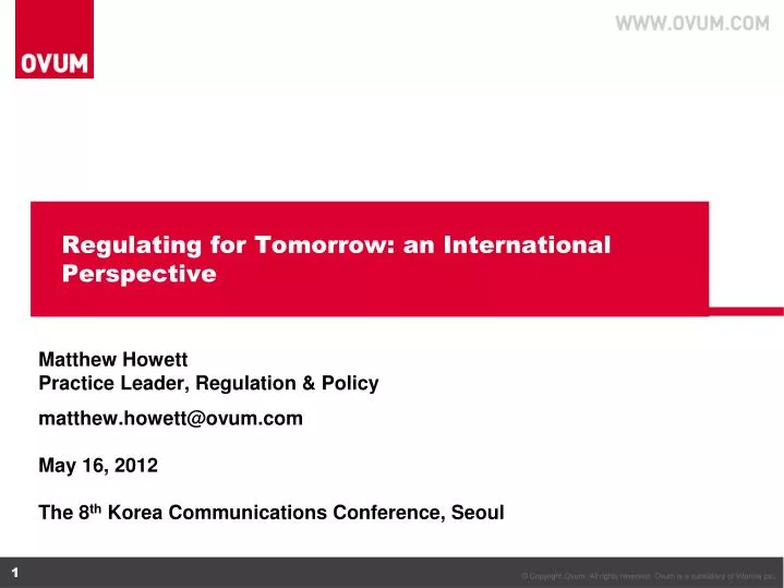 regulating for tomorrow an international perspective