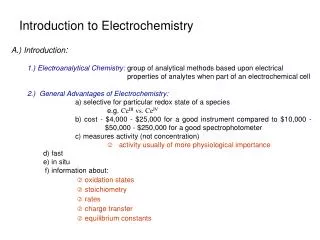 Introduction to Electrochemistry