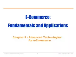 E-Commerce: Fundamentals and Applications