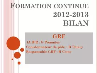 formation continue 2012 2013 bilan