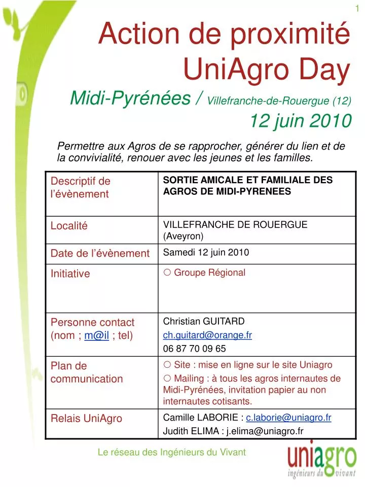 action de proximit uniagro day midi pyr n es villefranche de rouergue 12 12 juin 2010