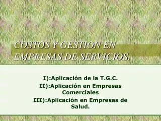 costos y gestion en empresas de servicios