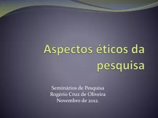 aspectos ticos da pesquisa