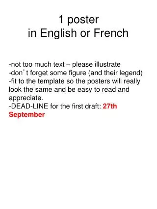 1 poster in English or French