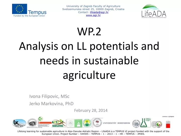 wp 2 analysis on ll potentials and needs in sustainable agriculture