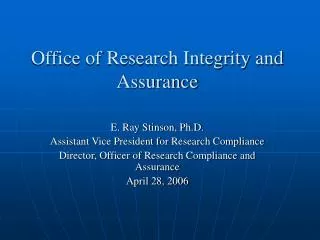 Office of Research Integrity and Assurance