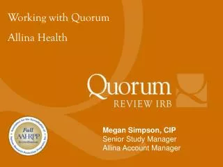 Working with Quorum Allina Health