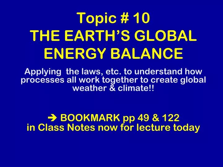 topic 10 the earth s global energy balance
