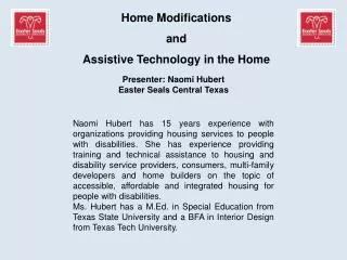 Home Modifications and Assistive Technology in the Home