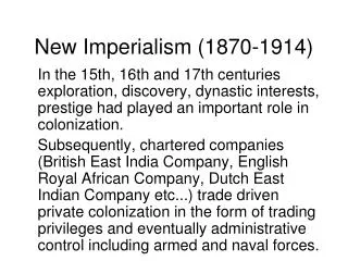New Imperialism (1870-1914)