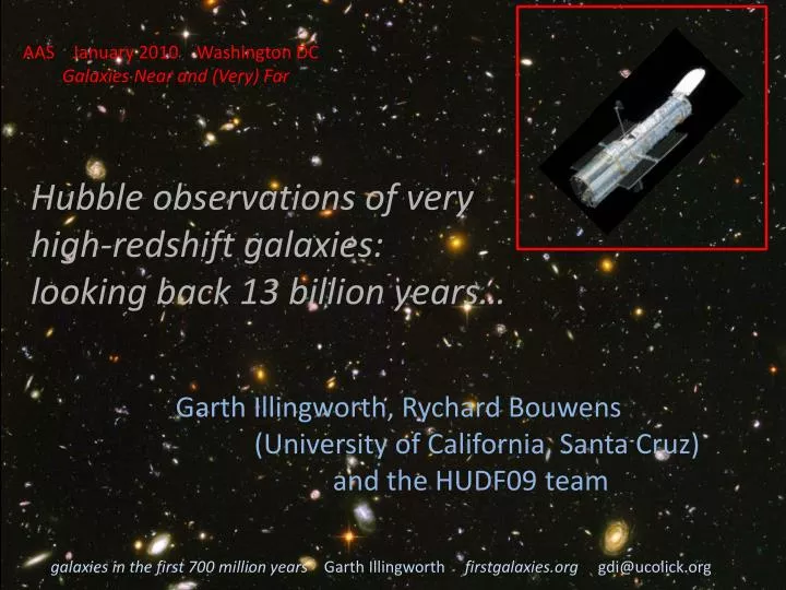 hubble observations of very high redshift galaxies looking back 13 billion years