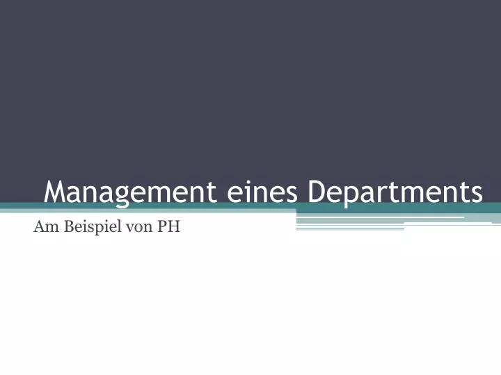 management eines departments