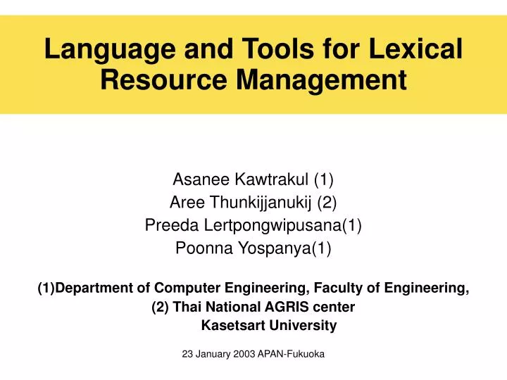 language and tools for lexical resource management