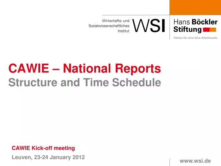 cawie national reports structure and time schedule