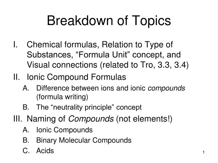 breakdown of topics