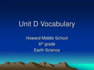 Unit D Vocabulary