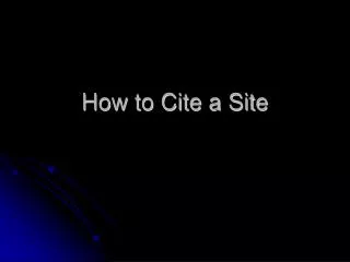 How to Cite a Site