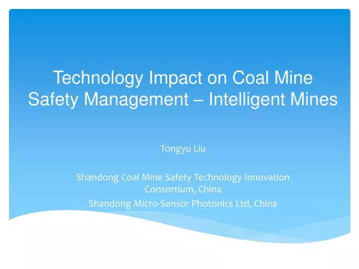 technology impact on coal mine safety management intelligent mines