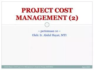 project cost management 2