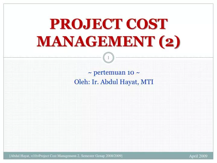 project cost management 2