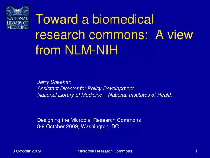 toward a biomedical research commons a view from nlm nih