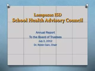 Lampasas ISD School Health Advisory Council